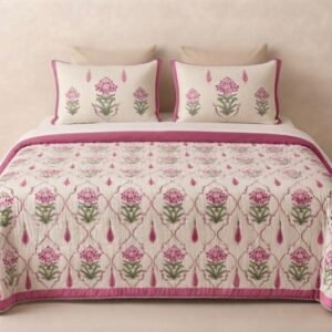 Damask Rose Mulmul Handcrafted Comforter