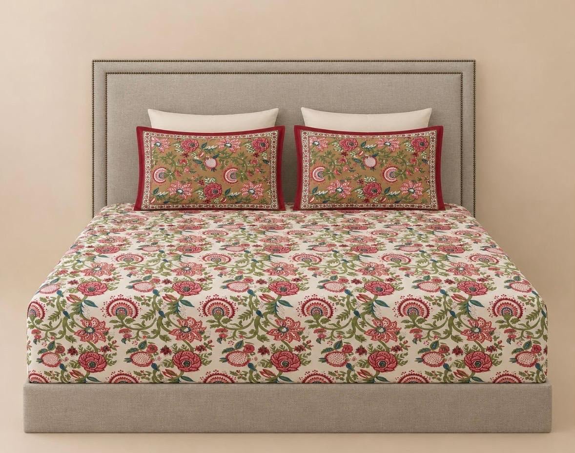 hand-block-printed-floral-cotton-bedsheet-with-2-pillow-covers