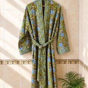Olive Mosaic Printed Kimono Robe - The Hind Loom