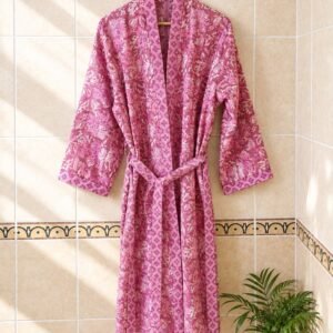 Rose bloom floral printed kimono robe